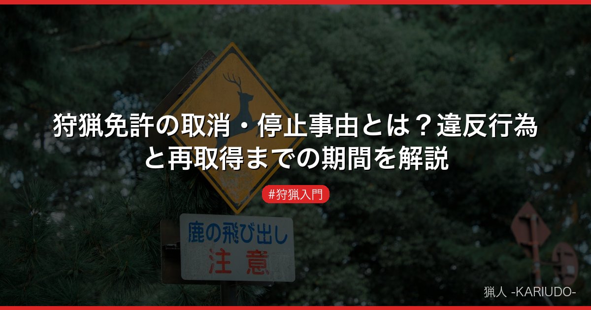 狩猟免許の取消・停止事由とは？違反行為と再取得までの期間を解説