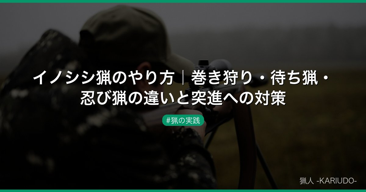 イノシシ猟のやり方｜巻き狩り・待ち猟・忍び猟の違いと突進への対策