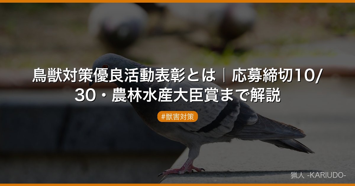 鳥獣対策優良活動表彰とは｜応募締切10/30・農林水産大臣賞まで解説